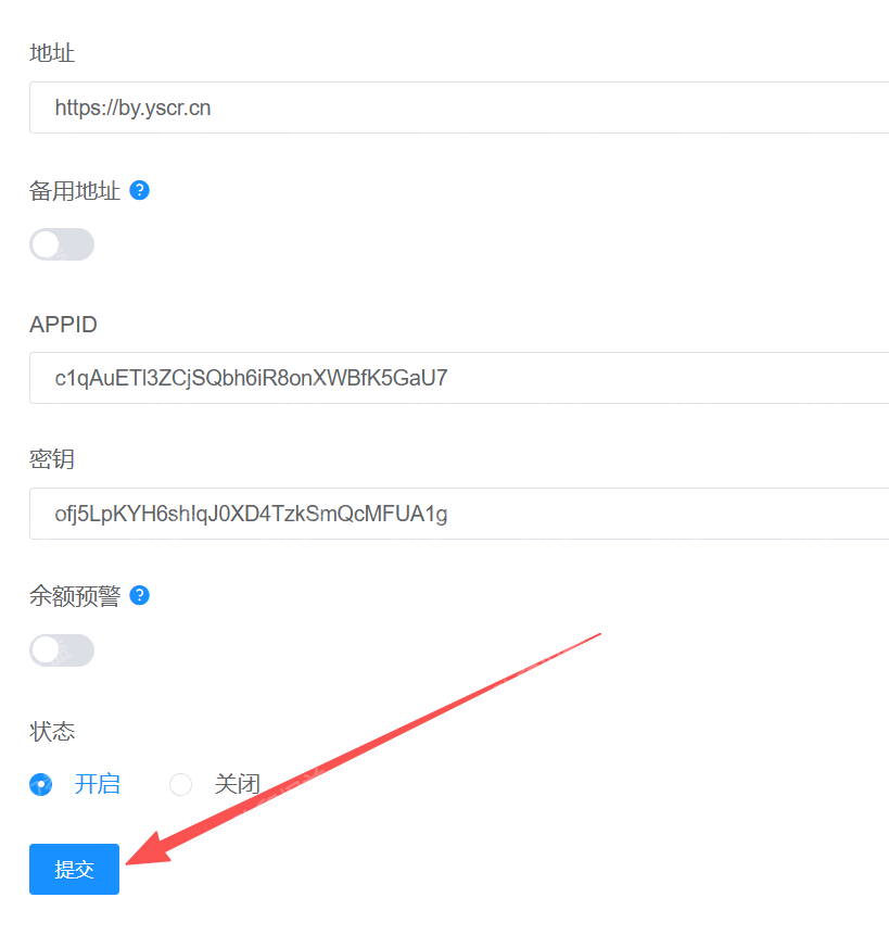 卡速售-填写参数并提交